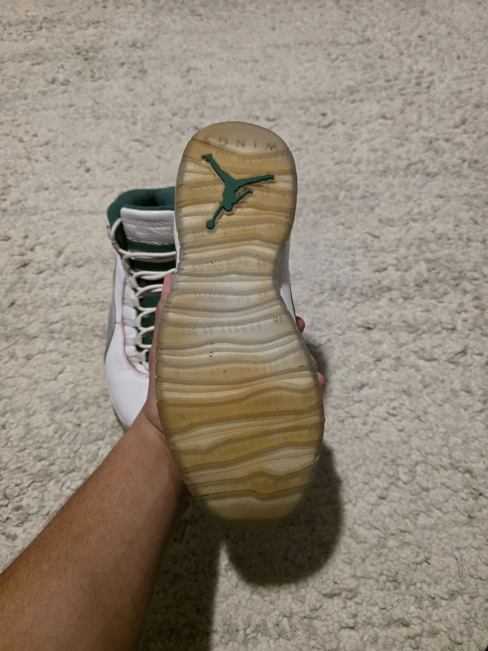 Jordan Men's White and Green High-Top Sneakers